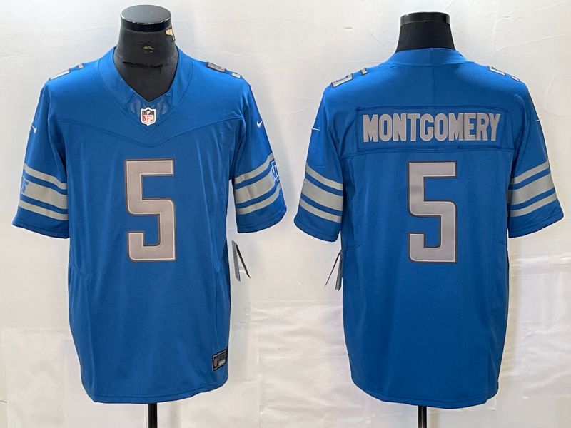 Men Detroit Lions 5 Montgomery Blue Nike Vapor F.U.S.E. Limited NFL Jerseys